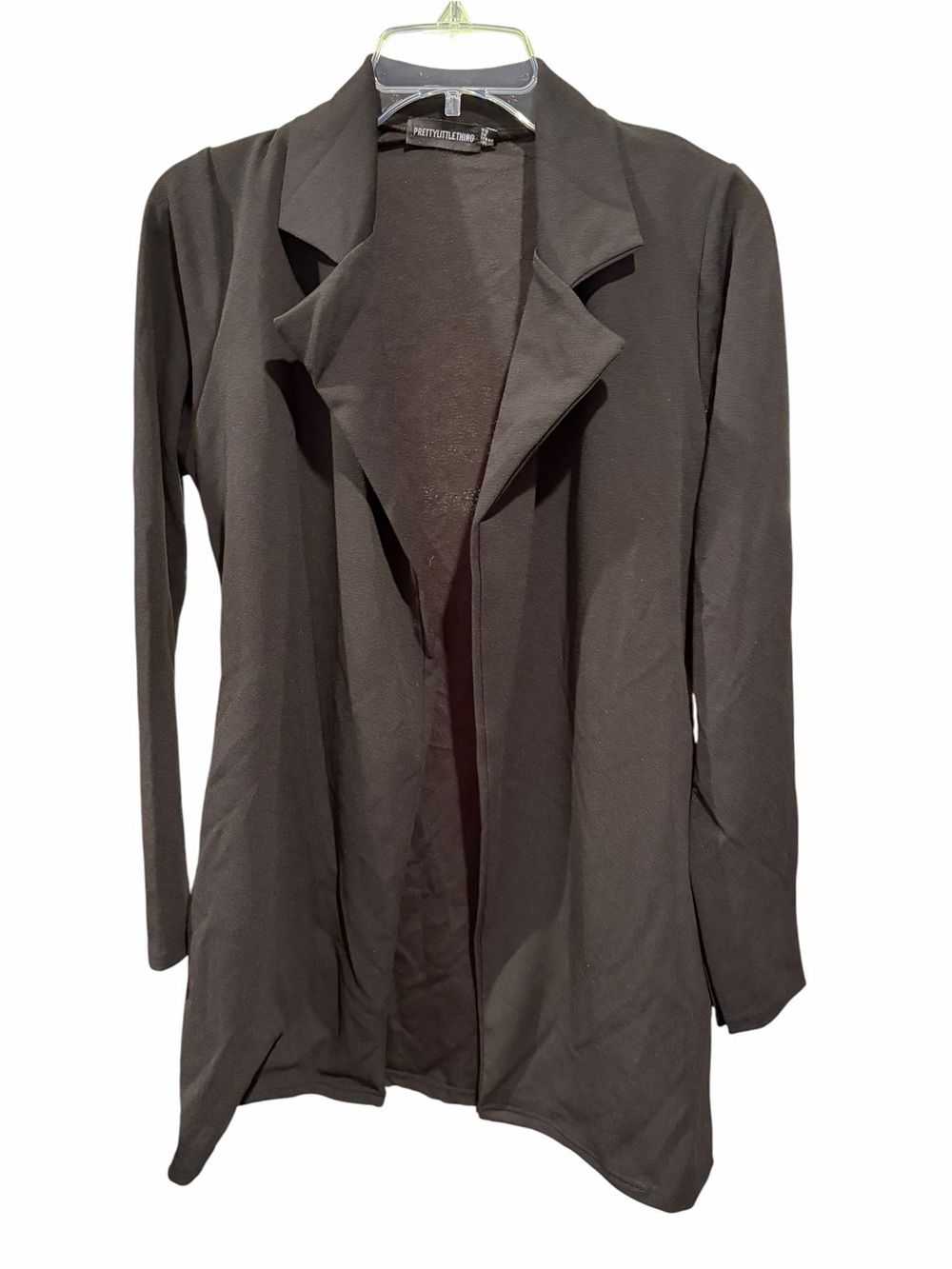 PrettyLittleThing Black Open Front Longline Blazer Jacket Women’s US 8